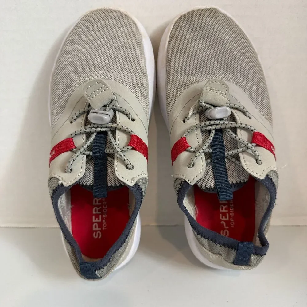 Sperry Coastal Break Sneaker Shoes Gray Red White Boys Size 13 M